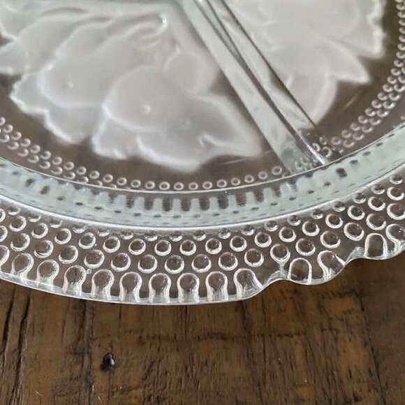 Vintage Clear Frosted Glass Divided Relish Dish Pear Pattern - Picture 3 of 4